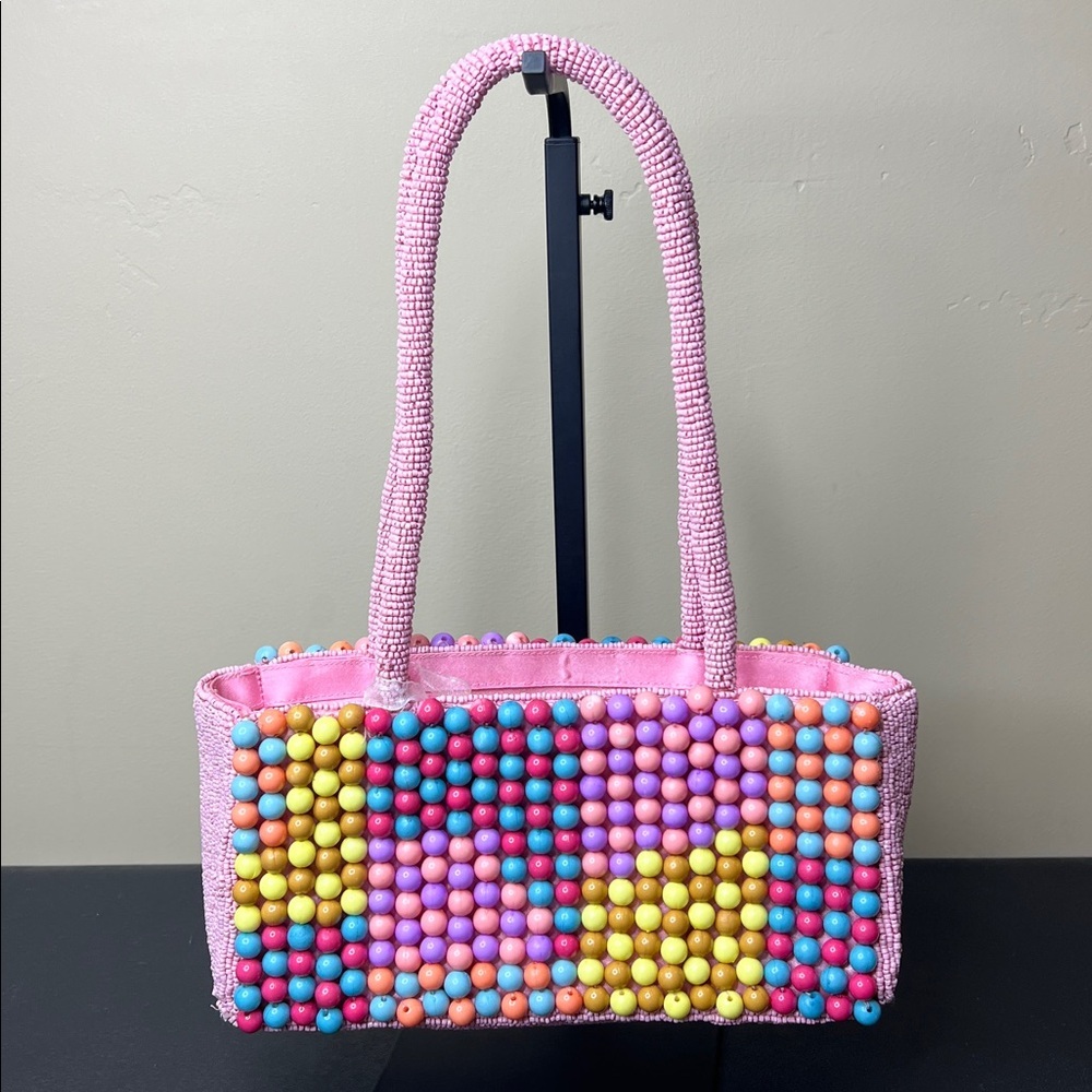 Handcrafted In India | Whimsical Pastel Spring Purple Pink Beaded Shoulder Bag 💖